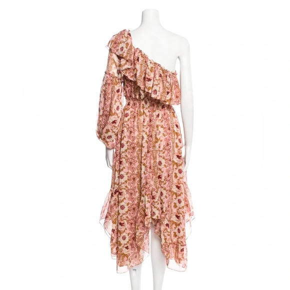 MISA Vola Floral One Shoulder Midi Dress San Lorenzo Flora Pink Size XS NWT - Picture 7 of 15
